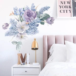 Flowers Wall Sticker Decal Vinyl Art Mural Home Decor Removable Purple Flower - Picture 1 of 8