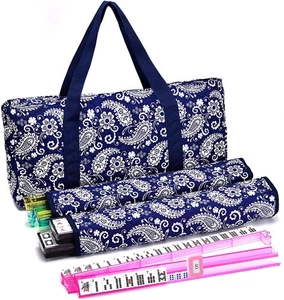 American Mahjong Set 166 Tiles Blue Paisley Bag 4 Pushers/Racks Western Mahjongg - Picture 1 of 8
