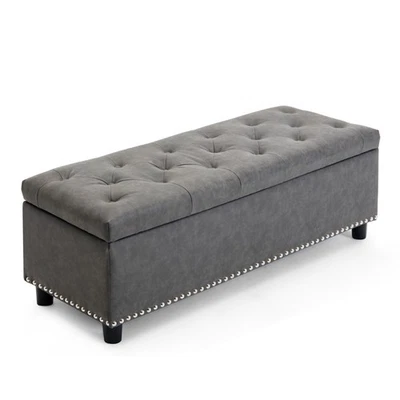 Storage Ottoman Storage Bench Fabric Large Storage Chest Bedroom Bench Footrest - Image 1 of 4