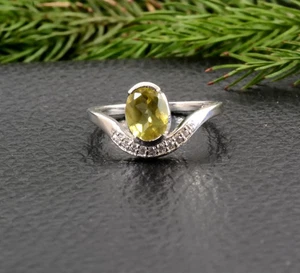 Zitronenquaretz Edelstein Verlobungsring Sterlingsilber Ring - Bild 1 von 4