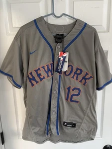 Camiseta de carretera gris Francisco Lindor #12 de los New York Mets para hombre talla 44 - Imagen 1 de 6