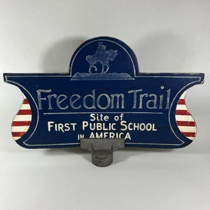 Genuine Freedom Trail 'First Public School in America' Vintage Boston Metal Sign - Picture 1 of 20