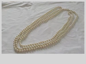 Extra Long Faux Glass? Knotted Pearl Necklace 88" 1 Continuous Strand Exc. - Picture 1 of 3