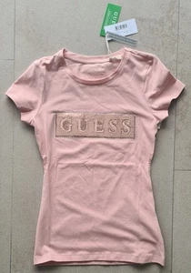 NEW womens guess steel sequin foil tee pink gloss size XS - Picture 1 of 3