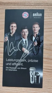 Lewandowski + Kimmich + Lahm -- signiert -- Autogrammkarte Braun Flyer Bayern AK - Bild 1 von 2