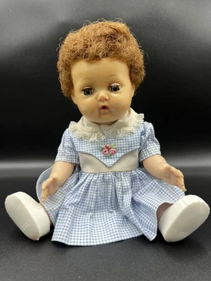 1950s Tiny Tears Doll Brown Hair Blue Sleepy Eyes 11" Jointed Doll - Image 1 of 4