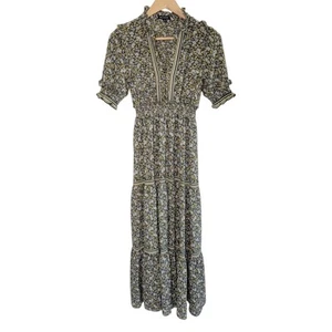 Max Edition Dress XS Maxi Tiered Floral Green Cottagecore Fairy Ditsy Romantic - Picture 1 of 11