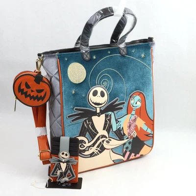 Bolso de Mano y Tarjetero Loungefly Pesadilla Antes de Navidad Jack & Sally Terciopelo Foto 1 de 4