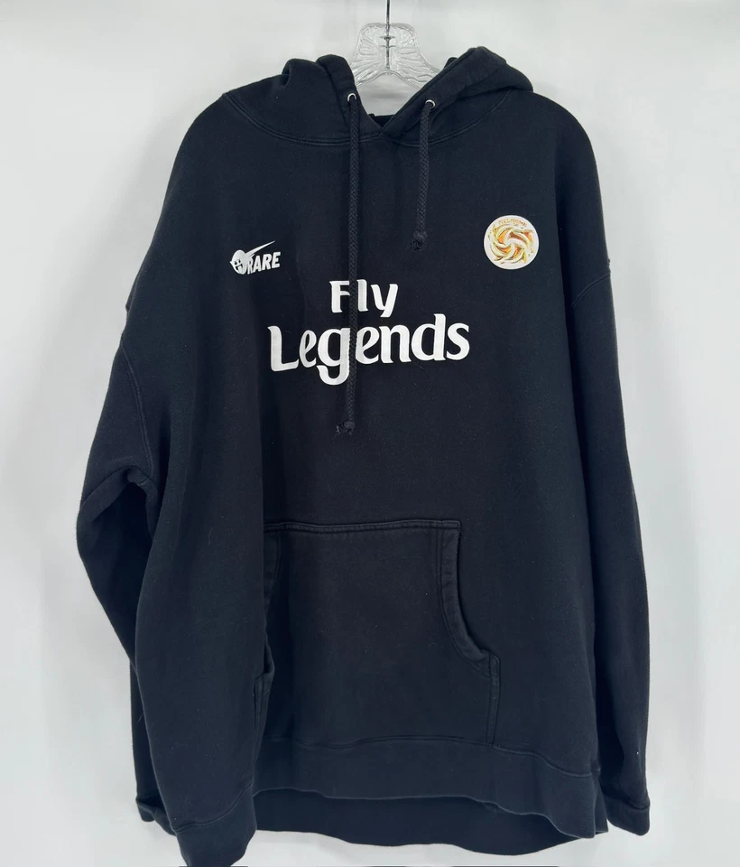 Sudadera con capucha Fly Legends para hombre negra con logotipo XXL rosa con cordón de delfín Foto 1 de 4