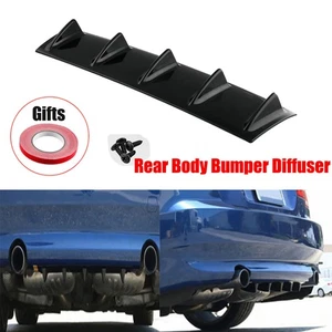 23'' Black 5 Shark Fins Spoiler ABSCar Suv Gloss Lower Rear Bumper Lip Diffuser - Picture 1 of 9