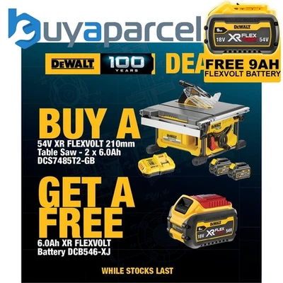 Dewalt DCS7485T2 54v XR FlexVolt Portable Table Saw Cordless 3 x 6.0ah Batteries - Image 1 of 3