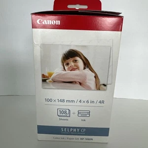 Canon Selphy CP1500 CP1300 CP1200 4x6 108 sheets Color Ink Paper Set KP-108IN - Bild 1 von 8