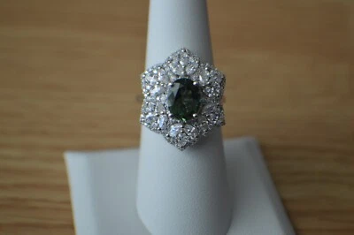 Anillo Andranomaro 4,10 quilates verde apatita/moissanita platino sobre plata fina talla 7 Foto 1 de 4