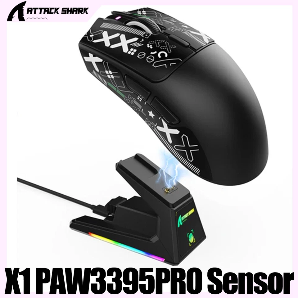 ATTACK SHARK X1 Tri-mode Gaming Mouse,  PAW3395PRO X11 UPGRADE Touchpad RGB Dock - Image 1 of 4