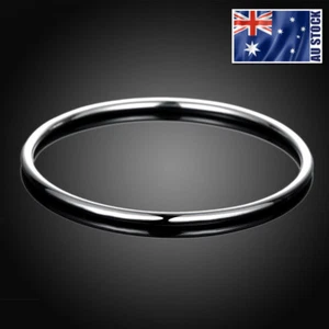 925 Sterling Silver Filled Classic Women's 3MM Solid Bangle Bracelet Ideal Gift - Picture 1 of 5