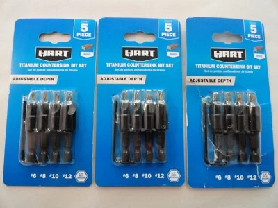 (3) 5 Bit Sets Hart Titanium Countersink Bit Set HADW4 D/S - Image 1 of 2