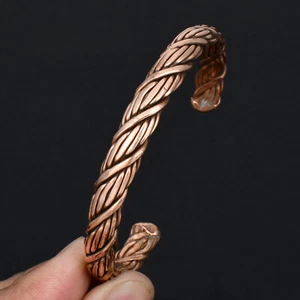 Vinatge Ethnic Handmade Wire Warpped Adjustable Pure Copper Bracelet Jewelry - Picture 1 of 8