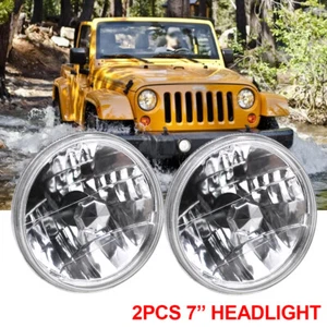 Pair for Ford Mustang 1965~1978 Mach1 7" Round LED Headlights Housing Checkered - Picture 1 of 13