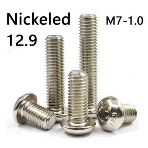 M7 Nickeled 12.9 Steel Hex Socket Bolts Button Head Screws Length 12 - 60mm - Picture 1 of 12