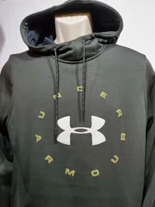 NEW Mens Under Armour Green Coldgear Long Sleeve Fleece Pullover hoodie Small - Picture 1 of 3