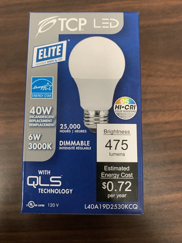 TCP LED 40W 6w LED Bulb L40A19D2530KCQ 475 Lumens 3000K Dimmable - Image 1 of 1