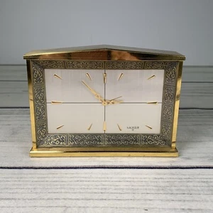 Luxor 8 Vintage Swiss Made Brass Desk Mantel Clock Mid Century - Picture 1 of 14