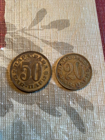 2 Yugoslavia YUGOSLAVIAN 1965 50 Dinar, 1965 20 Para COINs Cover