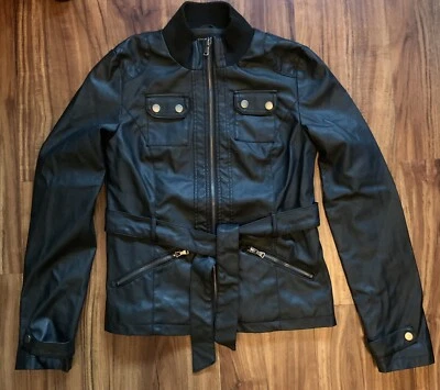Chaqueta motera New Look para mujer de cuero sintético negra, talla S nueva con etiquetas Foto 1 de 4