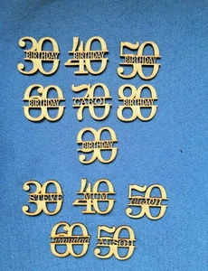 Wooden MDF Personalised Birthday Celebration Anniversary Numbers  blank craft  - Picture 1 of 13