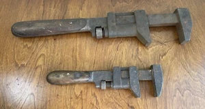 2 Vtg Perfect Handle Monkey Wrench Wood Handle - Picture 1 of 20