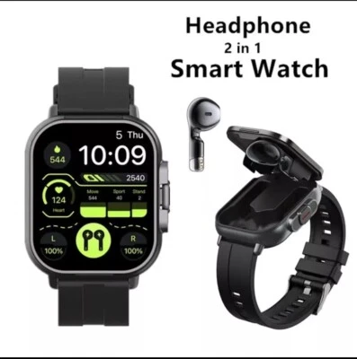2 in 1 Smart Watch With TWS Earbuds Bluetooth Wireless Headset For iOS Android - Image 1 of 4