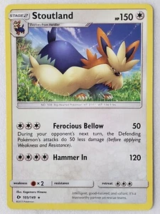 Tarjeta Pokémon Stoutland 105/149 VLP / CASI NUEVA - RARA Luna Sol No Holo Kagemaru Himeno - Imagen 1 de 2