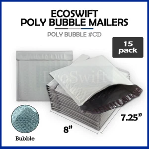 15 #CD 7.25 x8 EcoSwift Poly Bubble Mailers Padded Envelope Shipping Supply Bags - Picture 1 of 7
