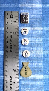 Set of Five Ceramic Bingo Themed Buttons - New - Never Used - Picture 1 of 1