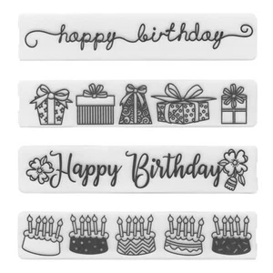 4 Patterns Plastic Template Embossing Folders for Card Making Happy Birthday ... - Picture 1 of 4