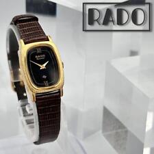 Rado Watch Ladies Quartz Black 19mm Rectangle Vintage Swiss Made