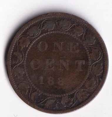 Canada 1884 1 Cent One Large Cent Coin Queen Victoria Nice Details - Image 1 of 2