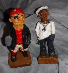 Vintage Nautical RESIN Figure's Sailor  & Pirate Fisherman -Nautical Beach House - Picture 1 of 3