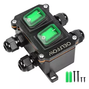 Waterproof On Off Toggle Switch Double Switch with Green Light Rocker Button ... - Picture 1 of 6