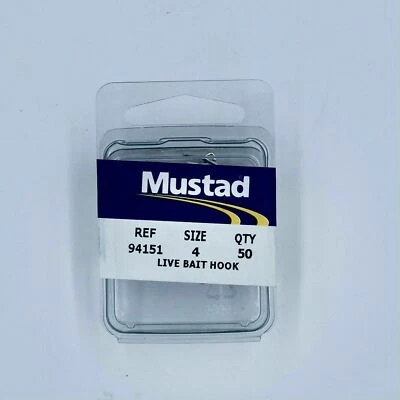 Mustad O'Shaughnessy Live Bait Hook 94151-NI Size 4 50 Pack - Image 1 of 2