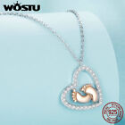 Wostu 925 Sterling Silver Family Love Footprint Necklace Mom Gift Women Fashion 