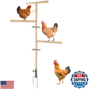 Juguete de perca de pollo para gallinero, soporte de perca de pollo extra grande de madera con metal - Imagen 1 de 5