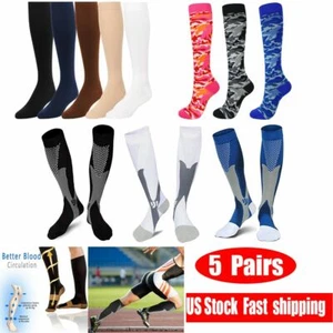 1-5 Pairs Copper Compression Socks 20-30mmHg Graduated Support Men Women S/M-XXL - Picture 1 of 22