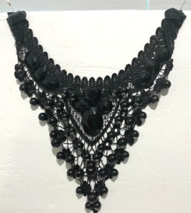 Gothic Black Lace Beaded Choker-Necklace, Victorian Look, Cosplay, Halloween - Picture 1 of 6