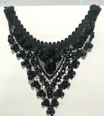 Gothic Black Lace Beaded Choker-Necklace,  Victorian Look, Cosplay, Halloween - Image 1 of 4