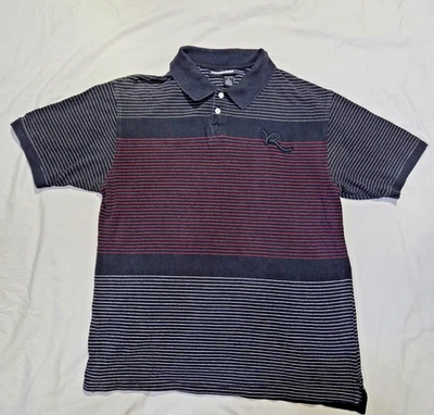 VTG ROCAWEAR Short Sleeve Striped Collared Polo Shirt Mens Sz L 100% Cotton Y2K - Image 1 of 4