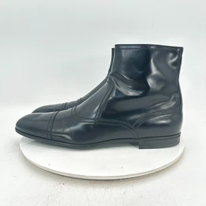 Gucci Men Size UK 11 US 11.5 Black Leather Side Zip Pull On Cap Toe Ankle Boot - Picture 1 of 12