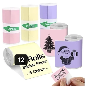 12 Rolls Colored Printer Paper, Self-Adhesive Thermal Paper - Picture 1 of 6