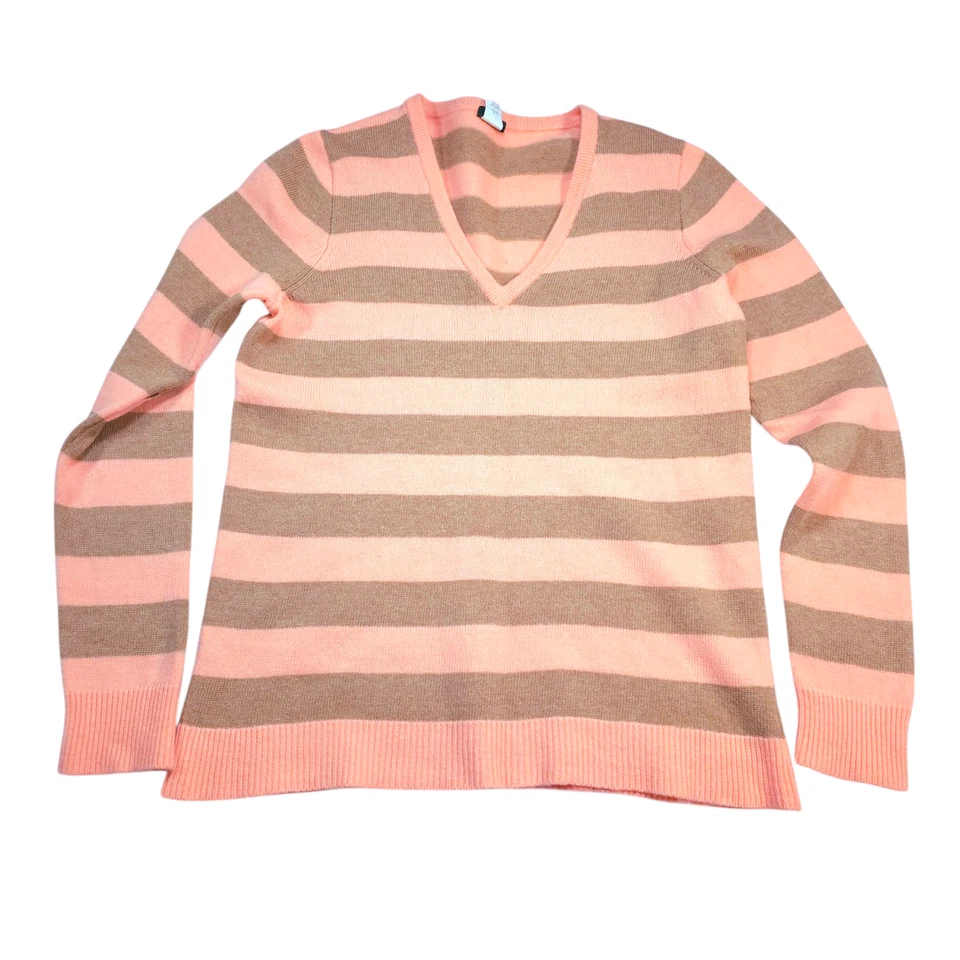 J. Suéter a Rayas Cuello en V Mujer Talla L Lana Nylon Mezcla Cachemira Costero Foto 1 de 4