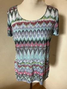 Comma T-Shirt Damen Gr 40 Grün Pink Bunt - Bild 1 von 6